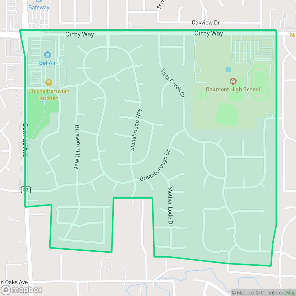 Map showing the location of Cirby Ranch, Roseville, CA