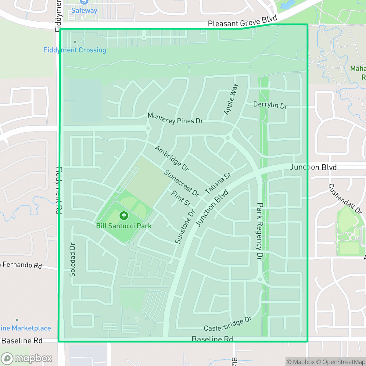 Map showing the location of Junction West, Roseville, CA