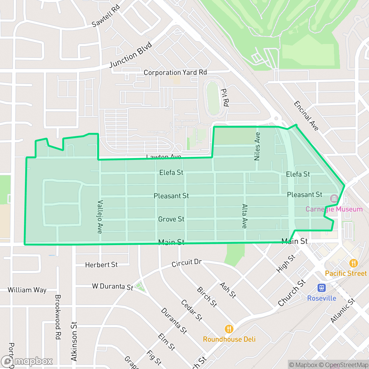 Map showing the location of Los Cerritos, Roseville, CA