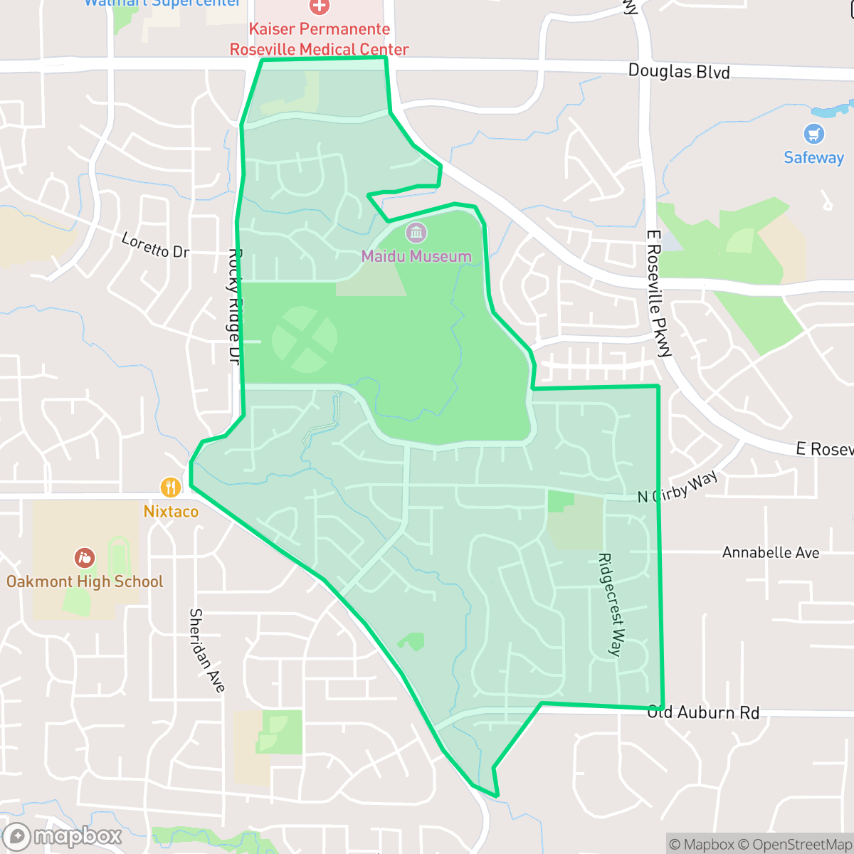 Map showing the location of Maidu, Roseville, CA