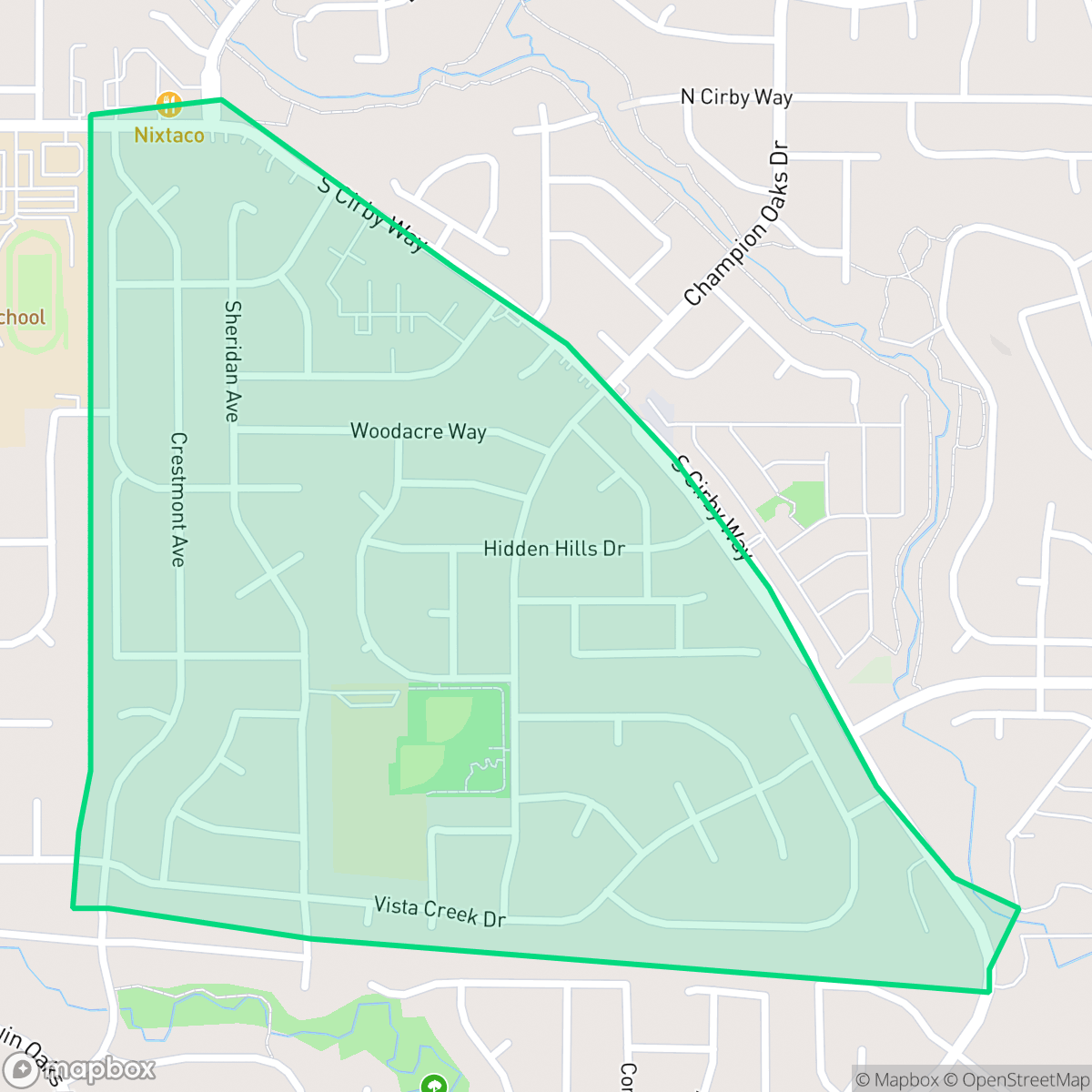 Map showing the location of South Cirby, Roseville, CA