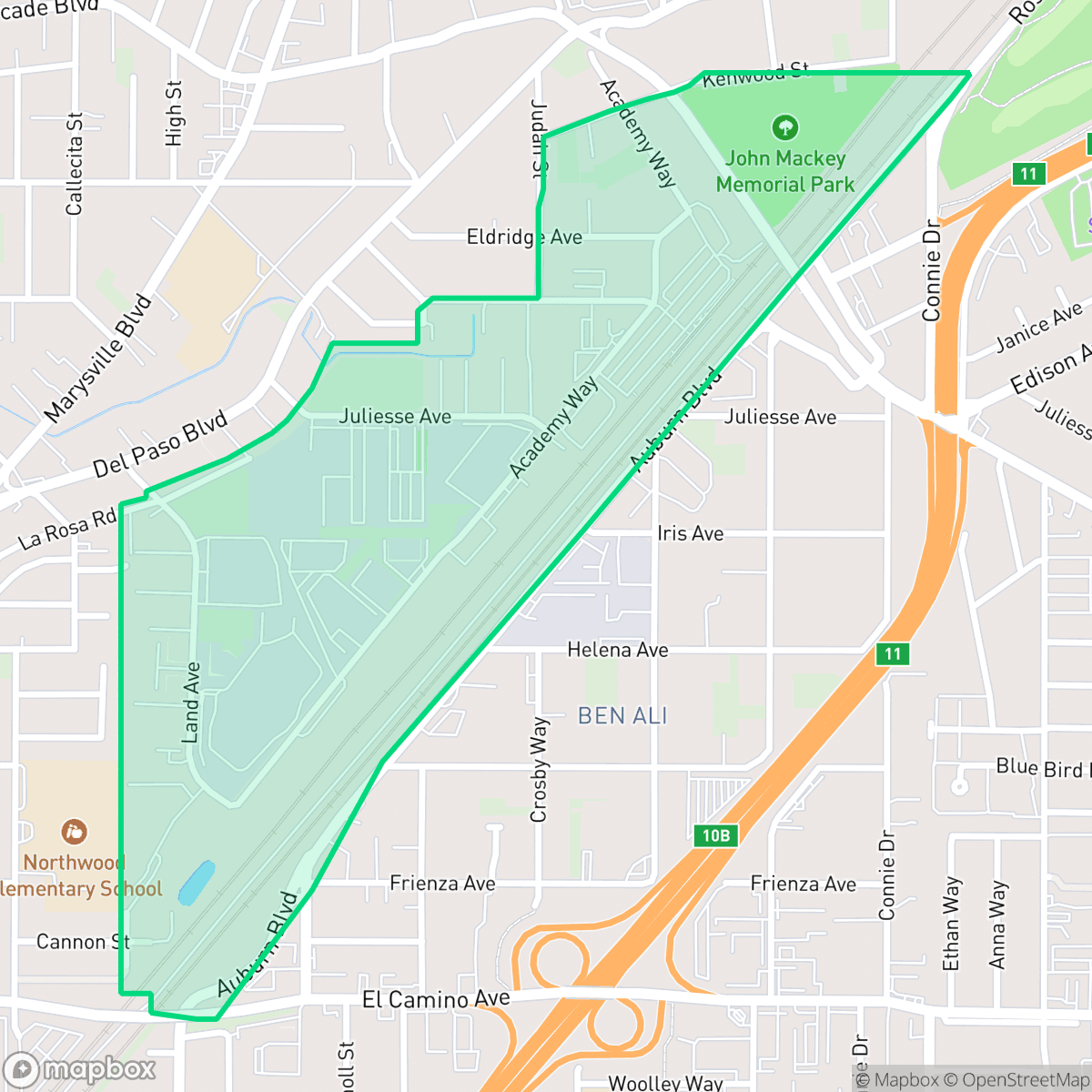 Map showing the location of Cannon Industrial Park, Sacramento, CA