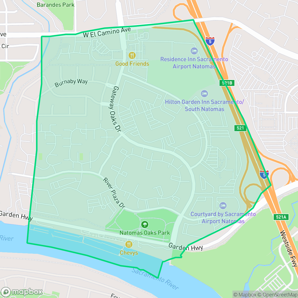Map showing the location of Gateway Center, Sacramento, CA