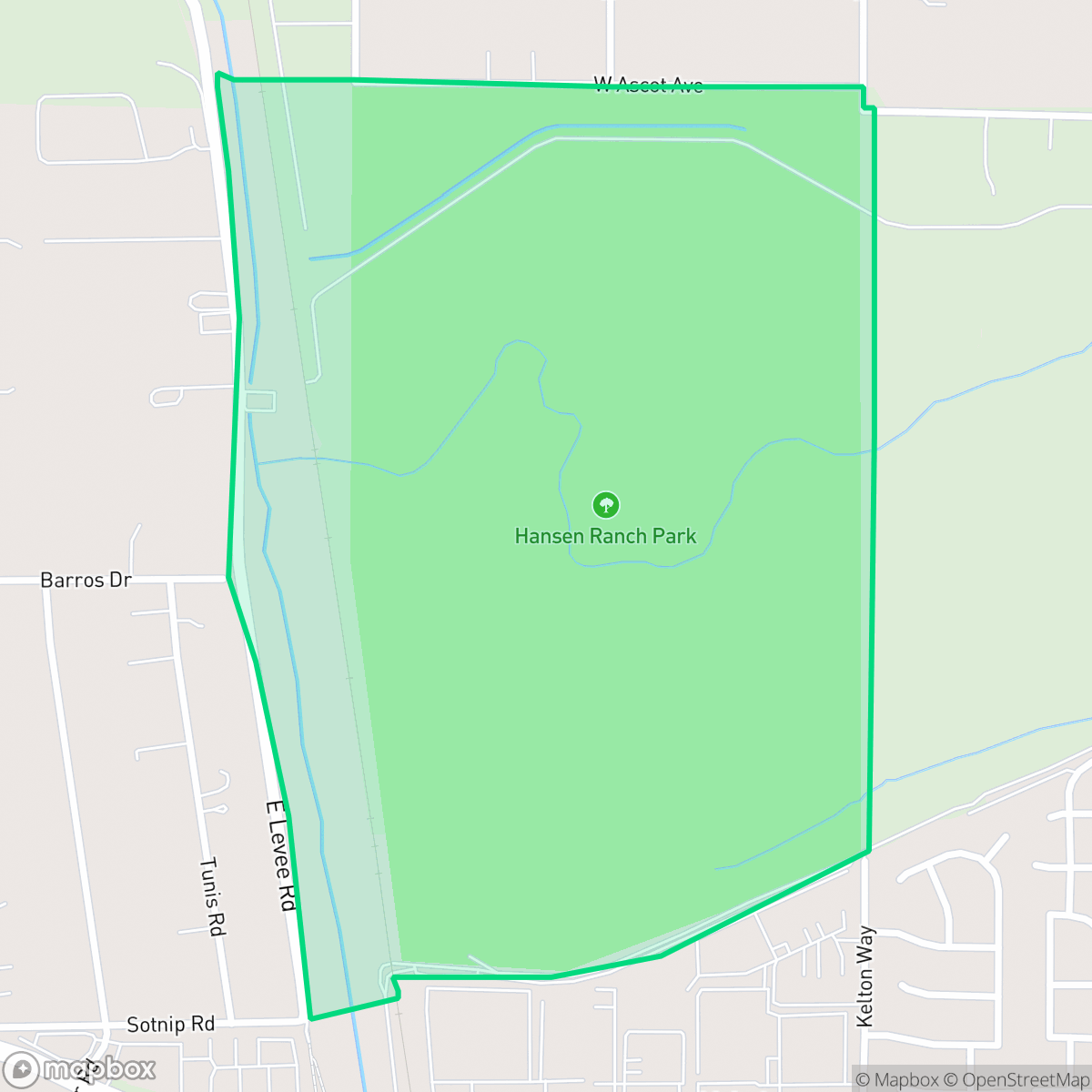 Map showing the location of Hansen Park Golf Course, Sacramento, CA