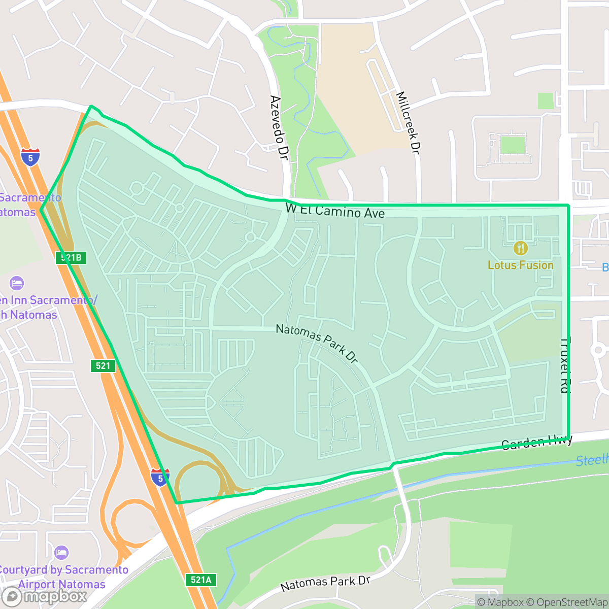 Map showing the location of Natomas Corporate Center, Sacramento, CA