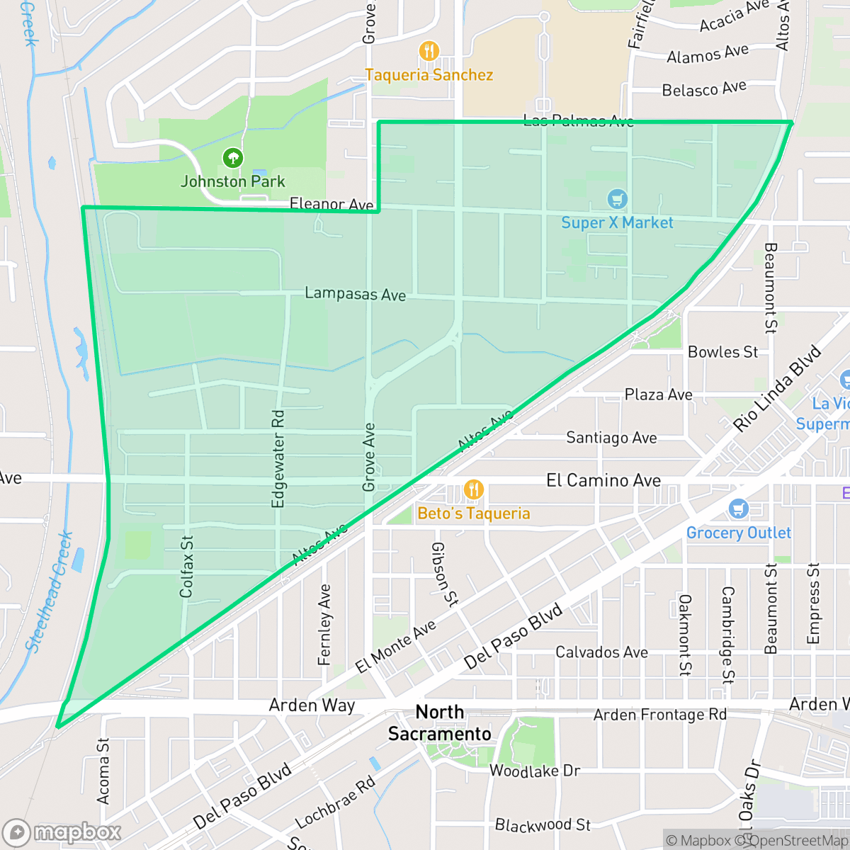 Map showing the location of Noralto, Sacramento, CA