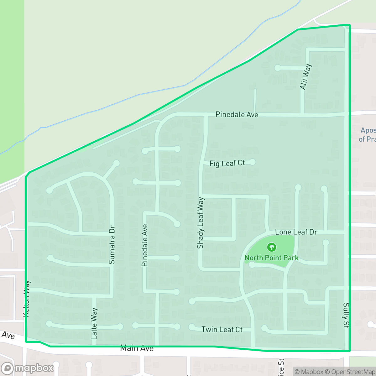Map showing the location of North Pointe, Sacramento, CA