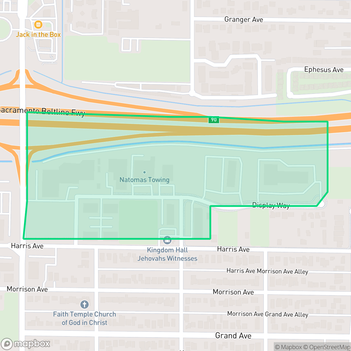 Map showing the location of Norwood I-80, Sacramento, CA