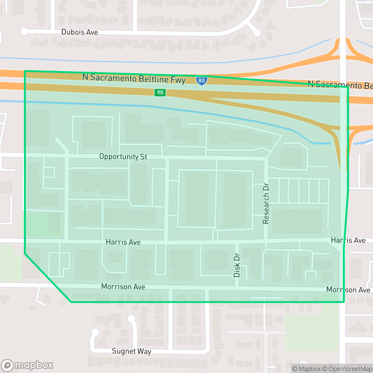 Map showing the location of Norwood Tech, Sacramento, CA