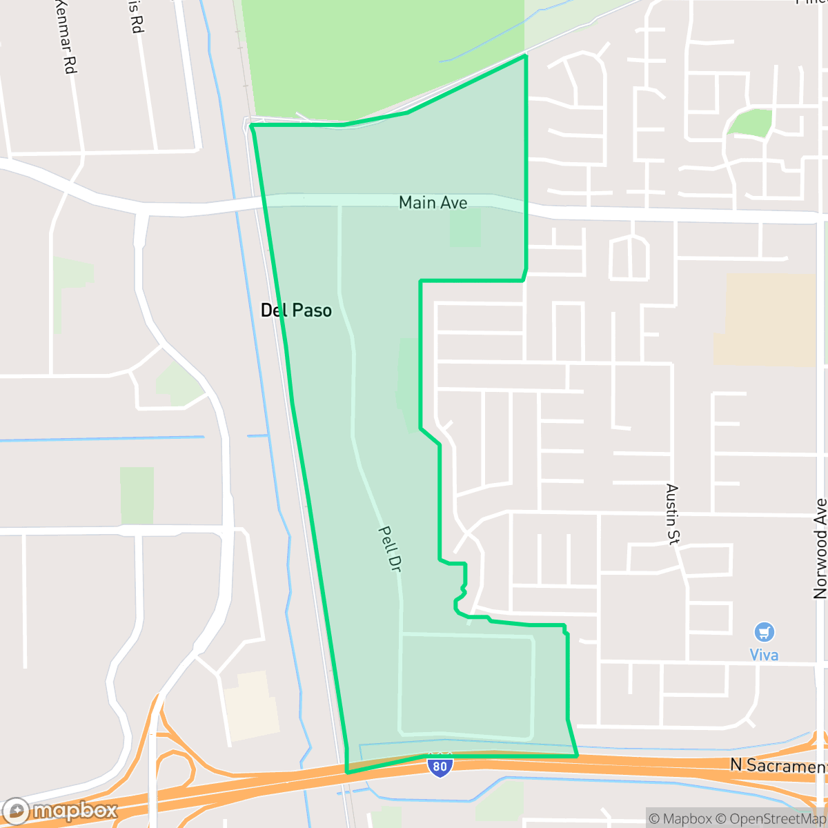 Map showing the location of Pell-Main Industrial Park, Sacramento, CA