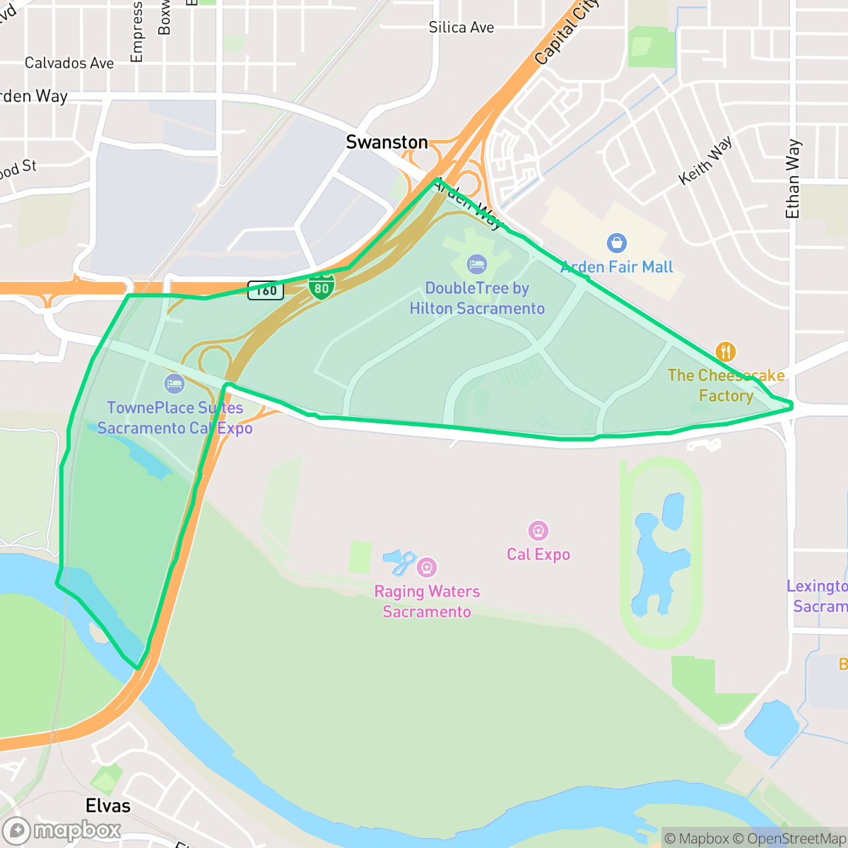 Map showing the location of Point West, Sacramento, CA