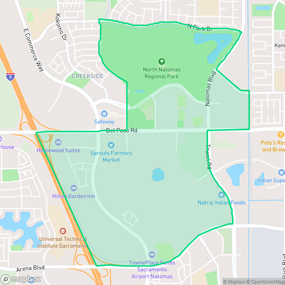 Map showing the location of RP Sports Complex, Sacramento, CA