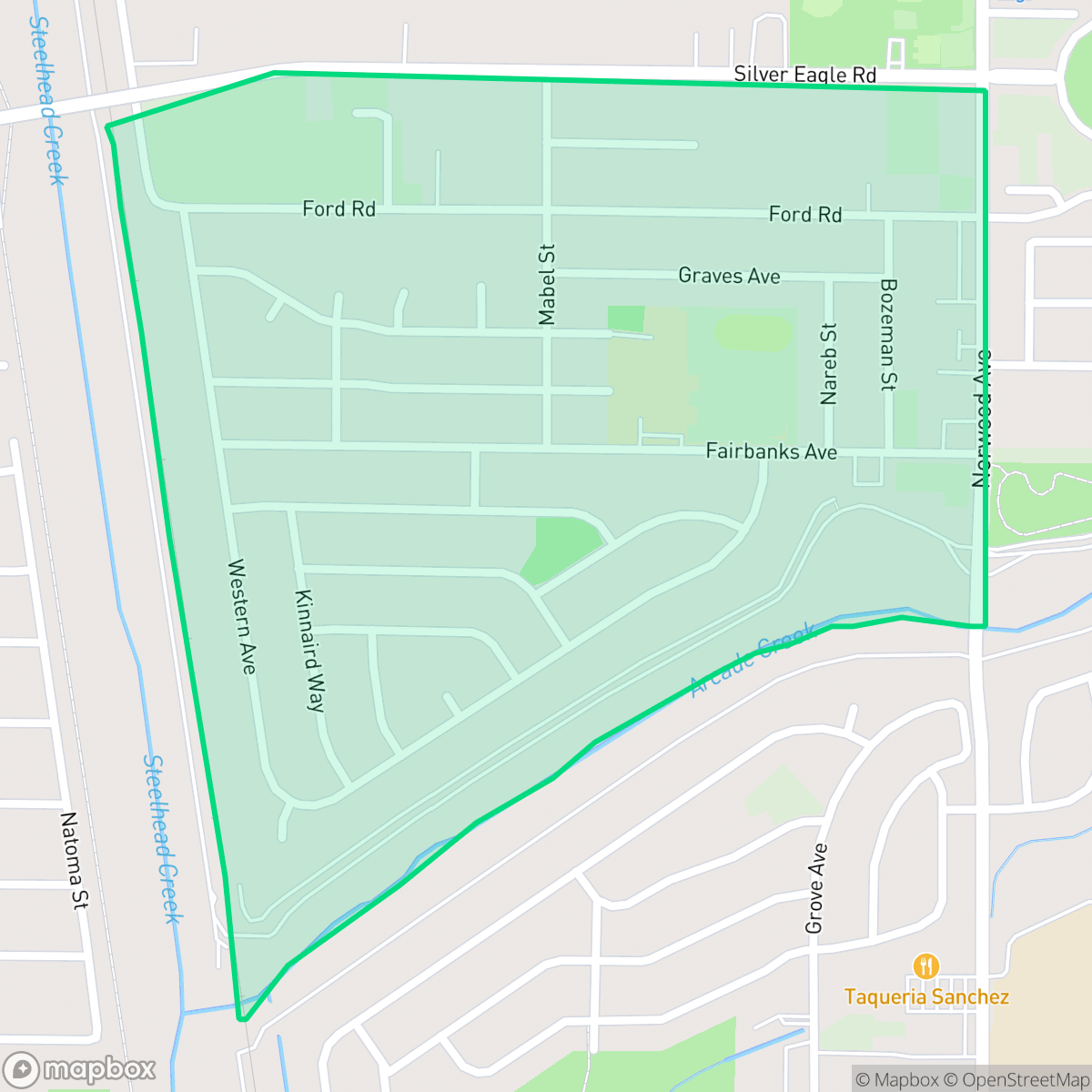 Map showing the location of Strawberry Manor, Sacramento, CA