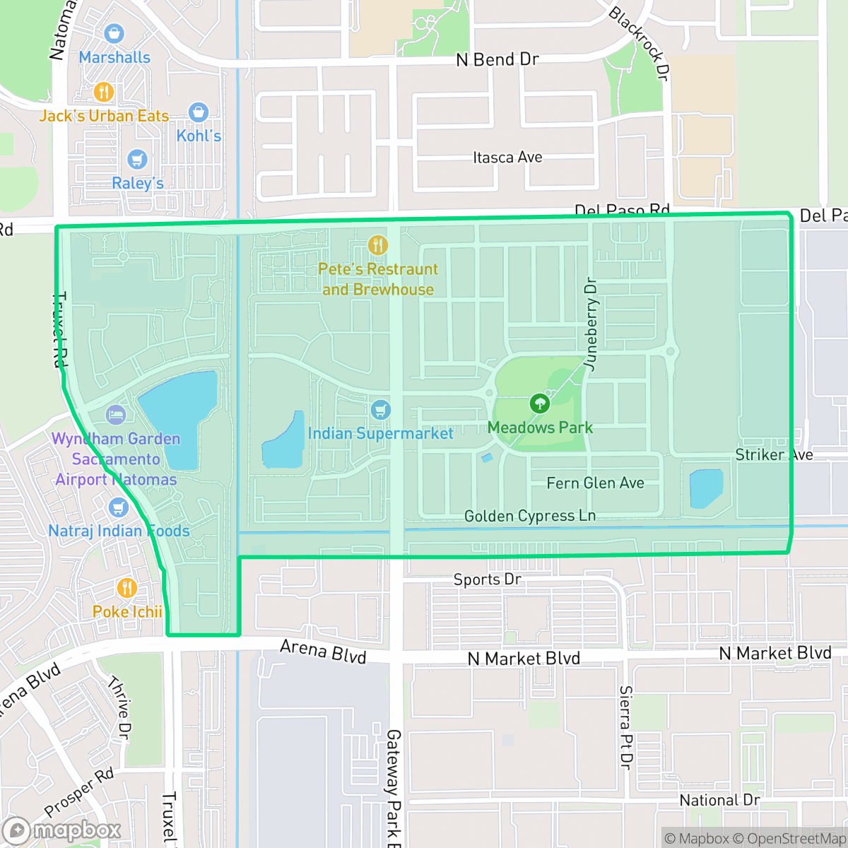 Map showing the location of Village 5, Sacramento, CA