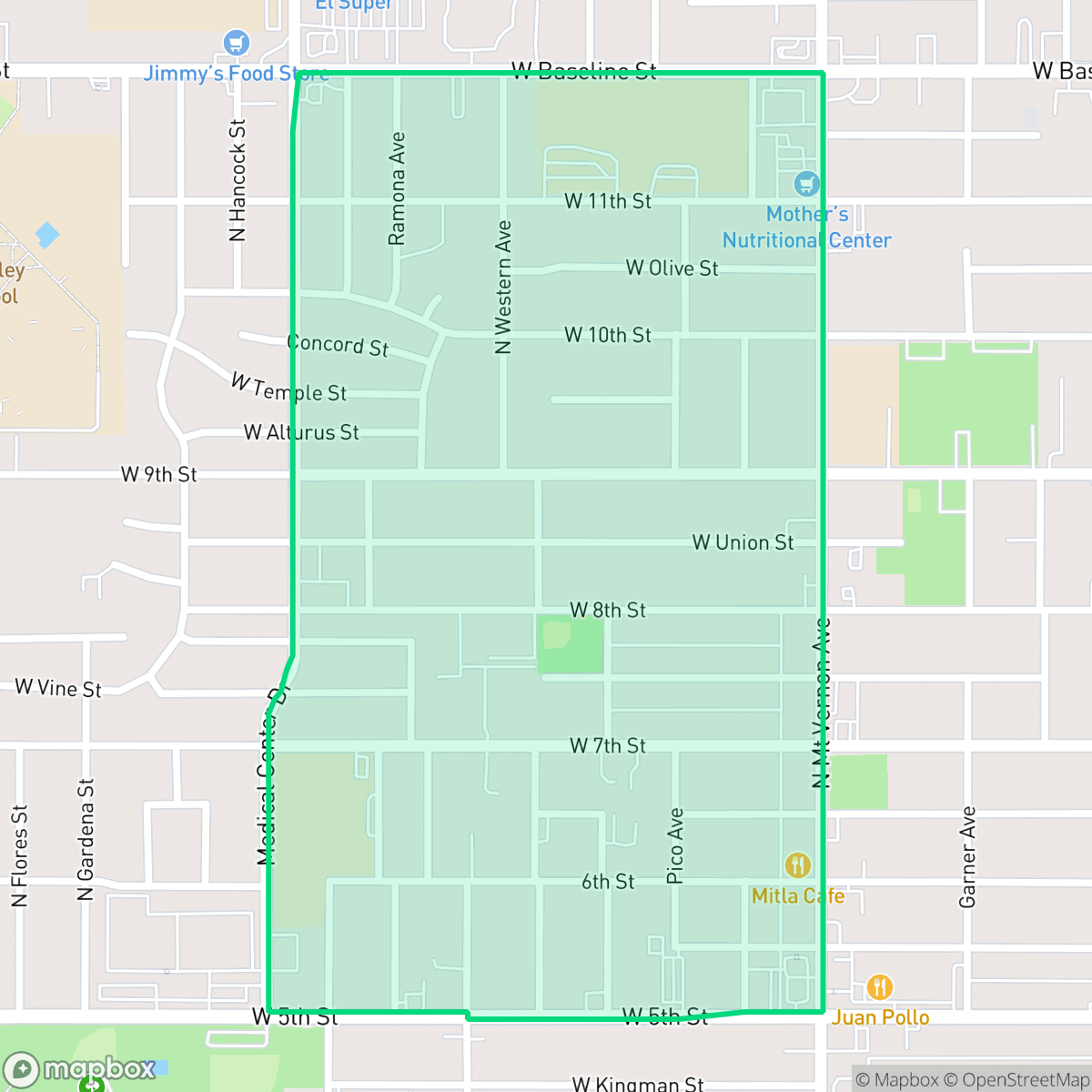 Map showing the location of Alessandro, San Bernardino, CA