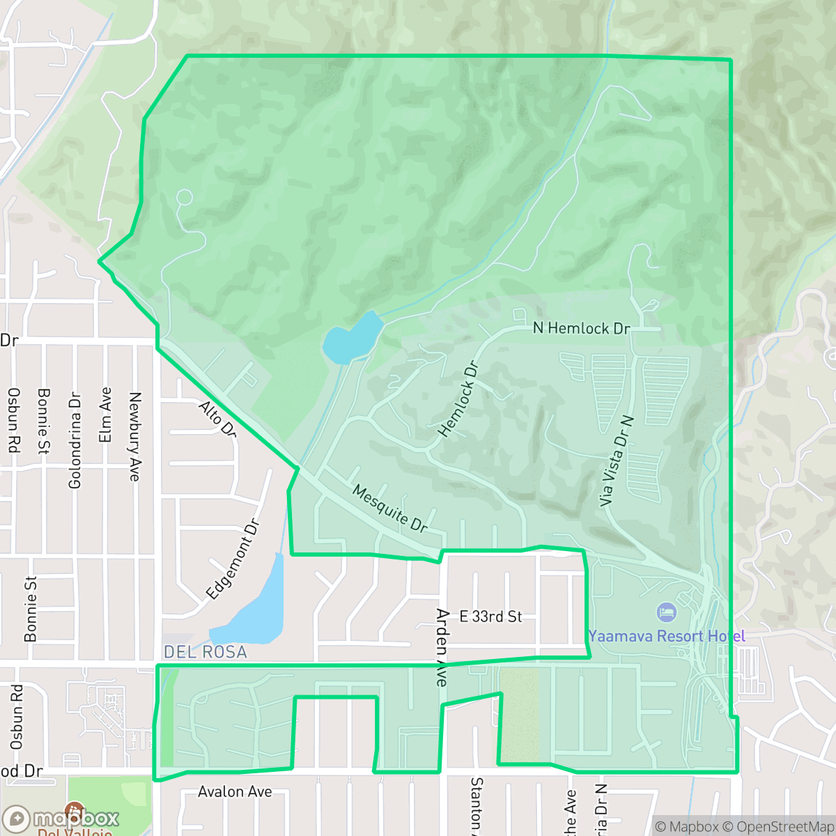 Map showing the location of Belevedere, San Bernardino, CA