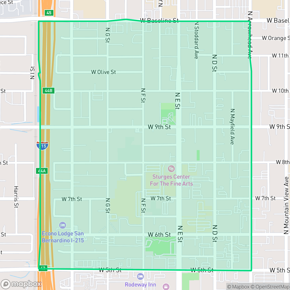 Map showing the location of Feldheym, San Bernardino, CA