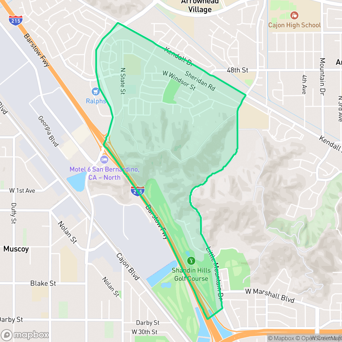 Map showing the location of Hudson, San Bernardino, CA