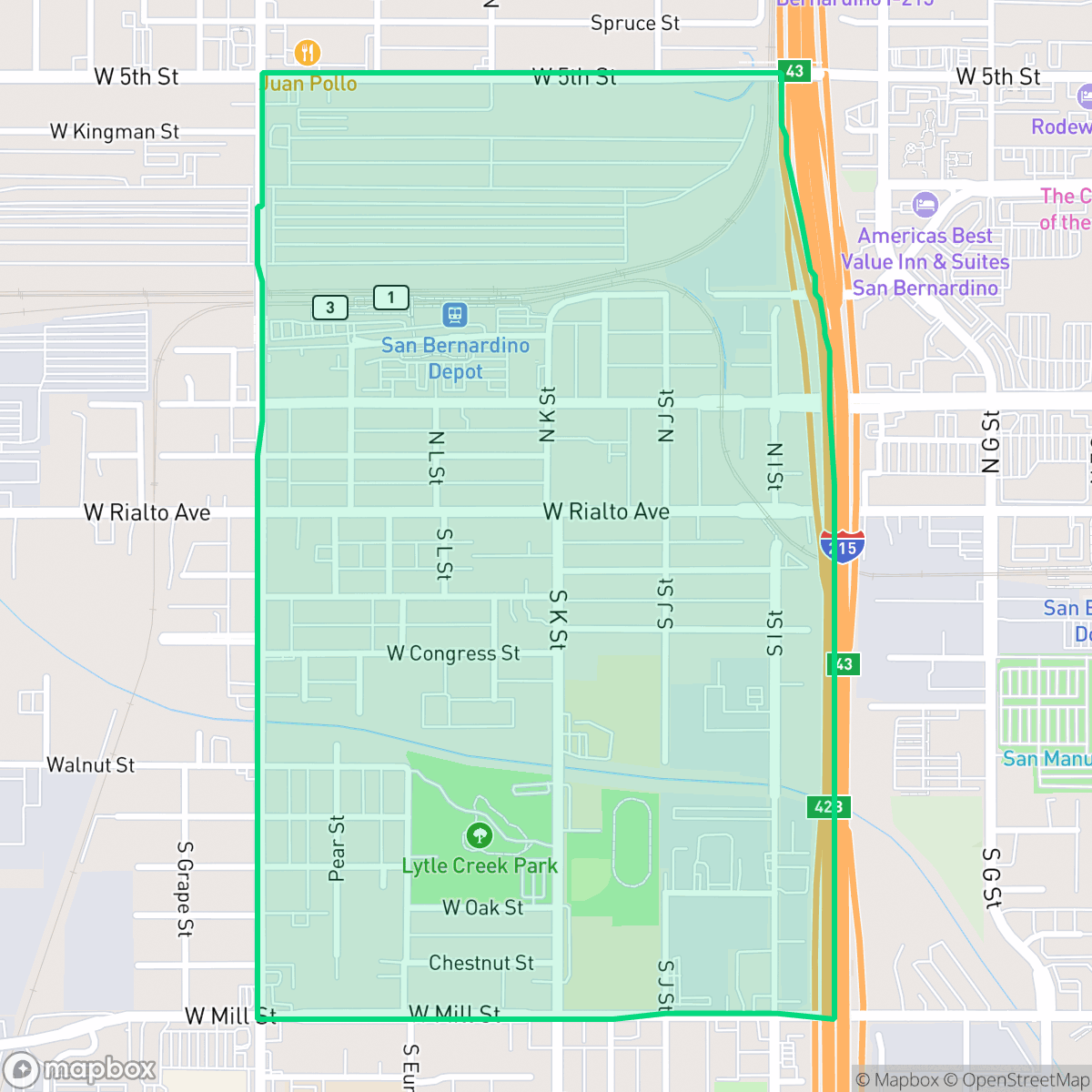 Map showing the location of Lytle Creek, San Bernardino, CA