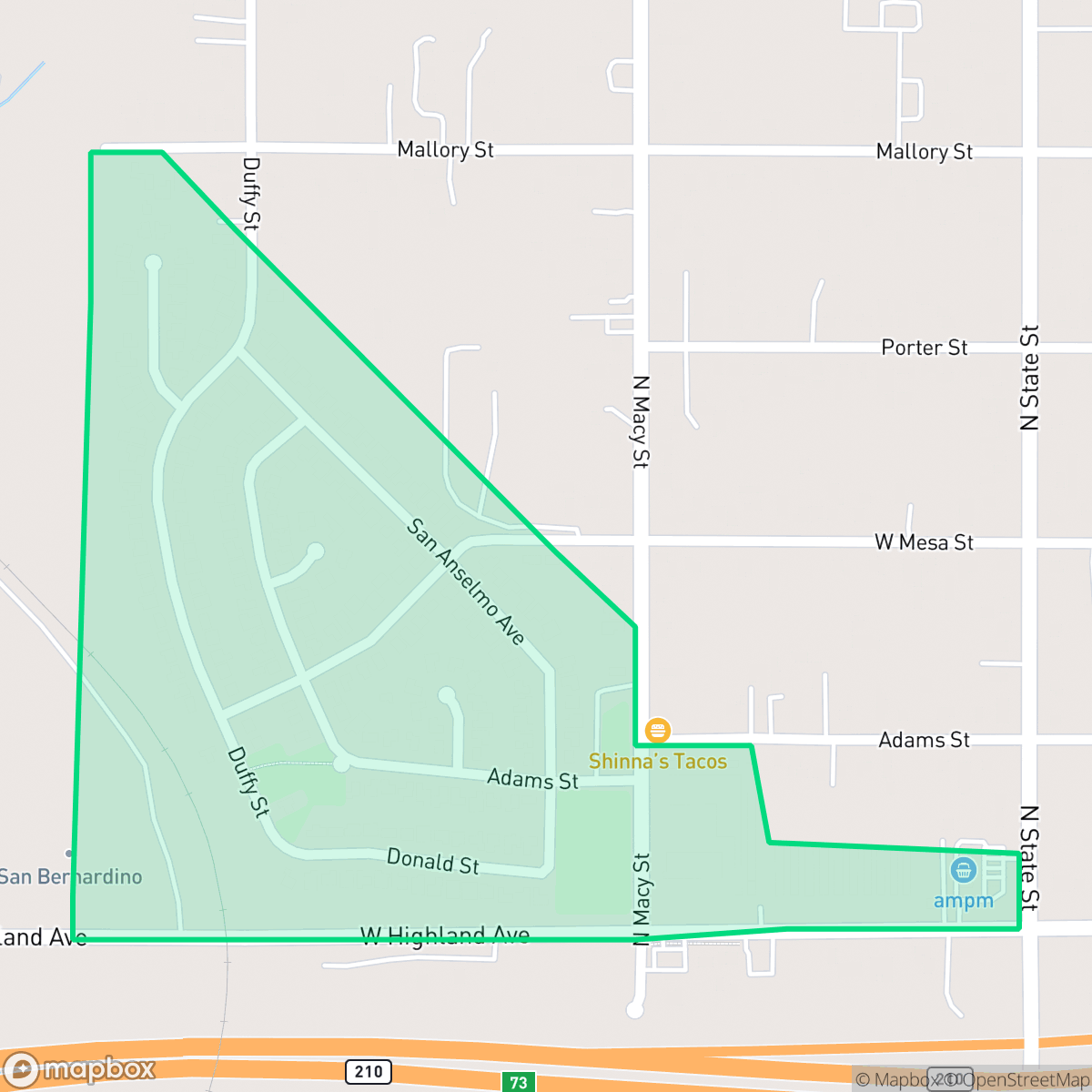 Map showing the location of San Anselmo, San Bernardino, CA