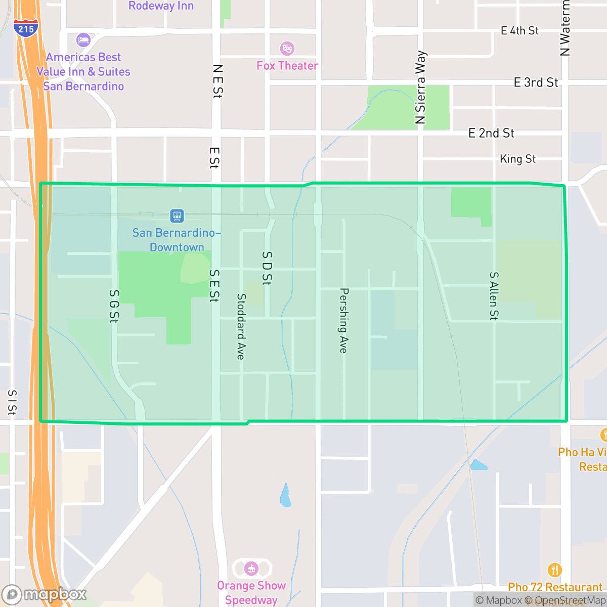 Map showing the location of Stadium West, San Bernardino, CA