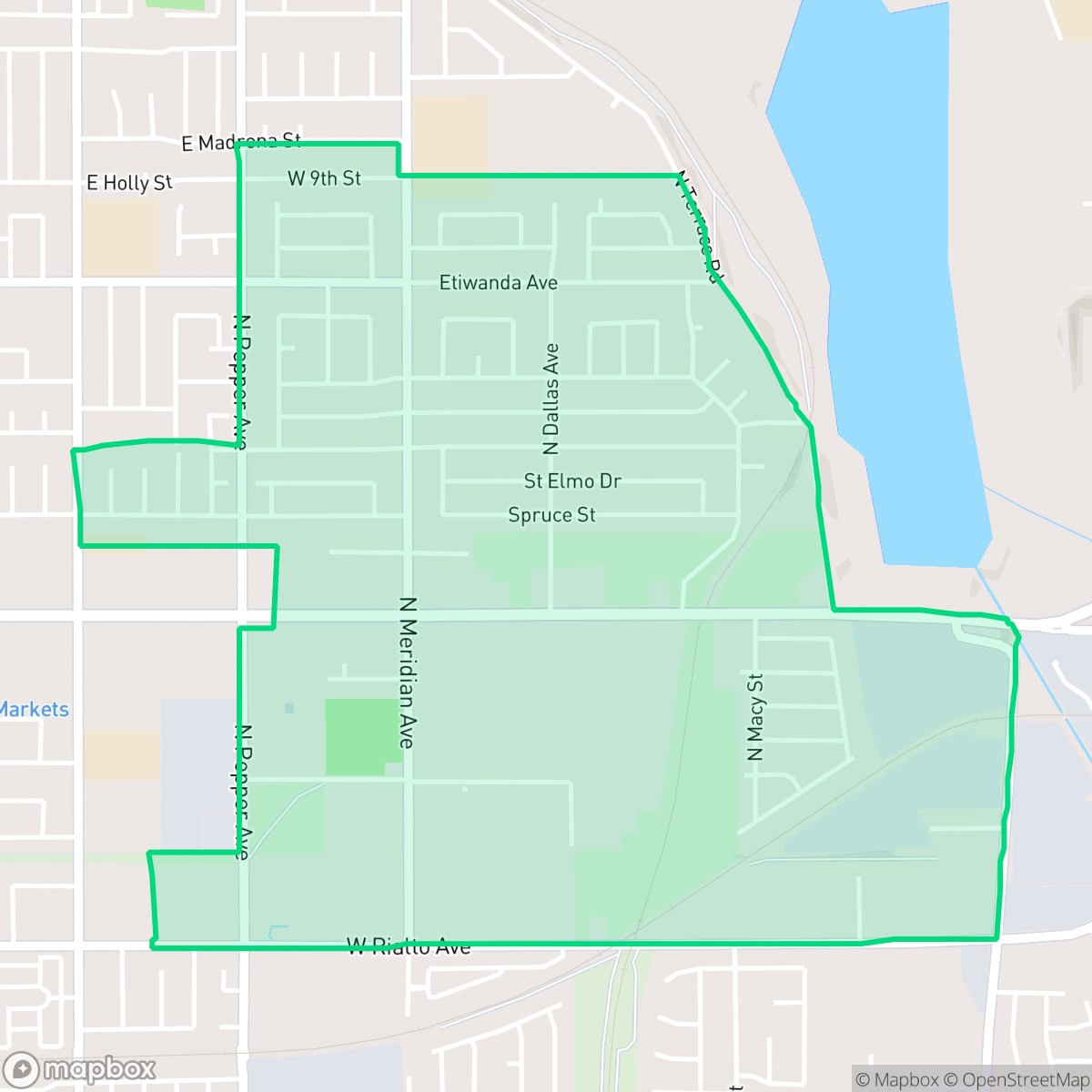 Map showing the location of Terrace, San Bernardino, CA