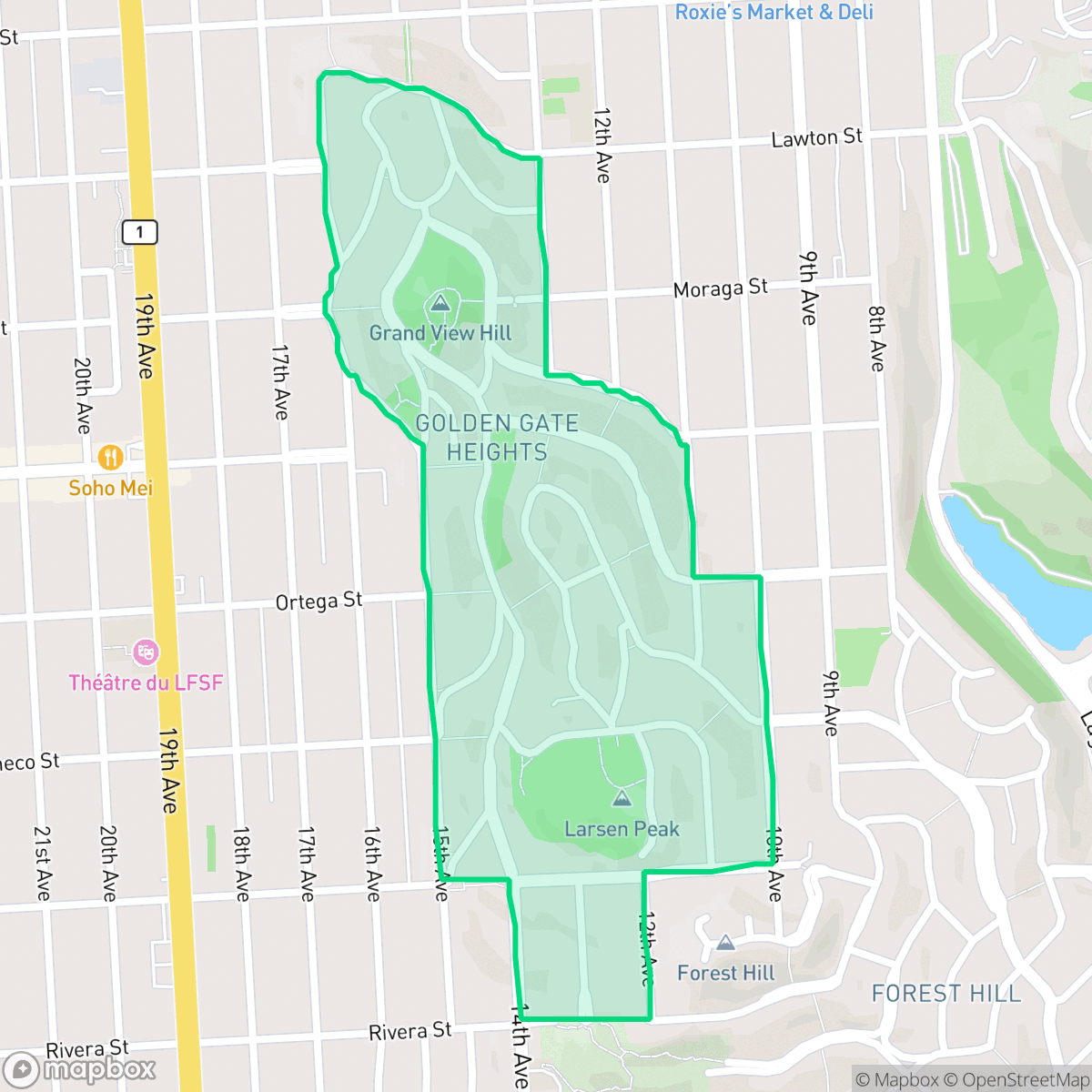Map showing the location of Golden Gate Heights, San Francisco, CA