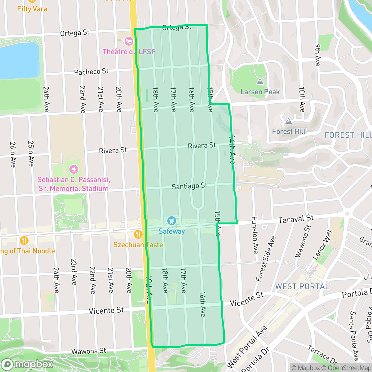 Map showing the location of Inner Parkside, San Francisco, CA