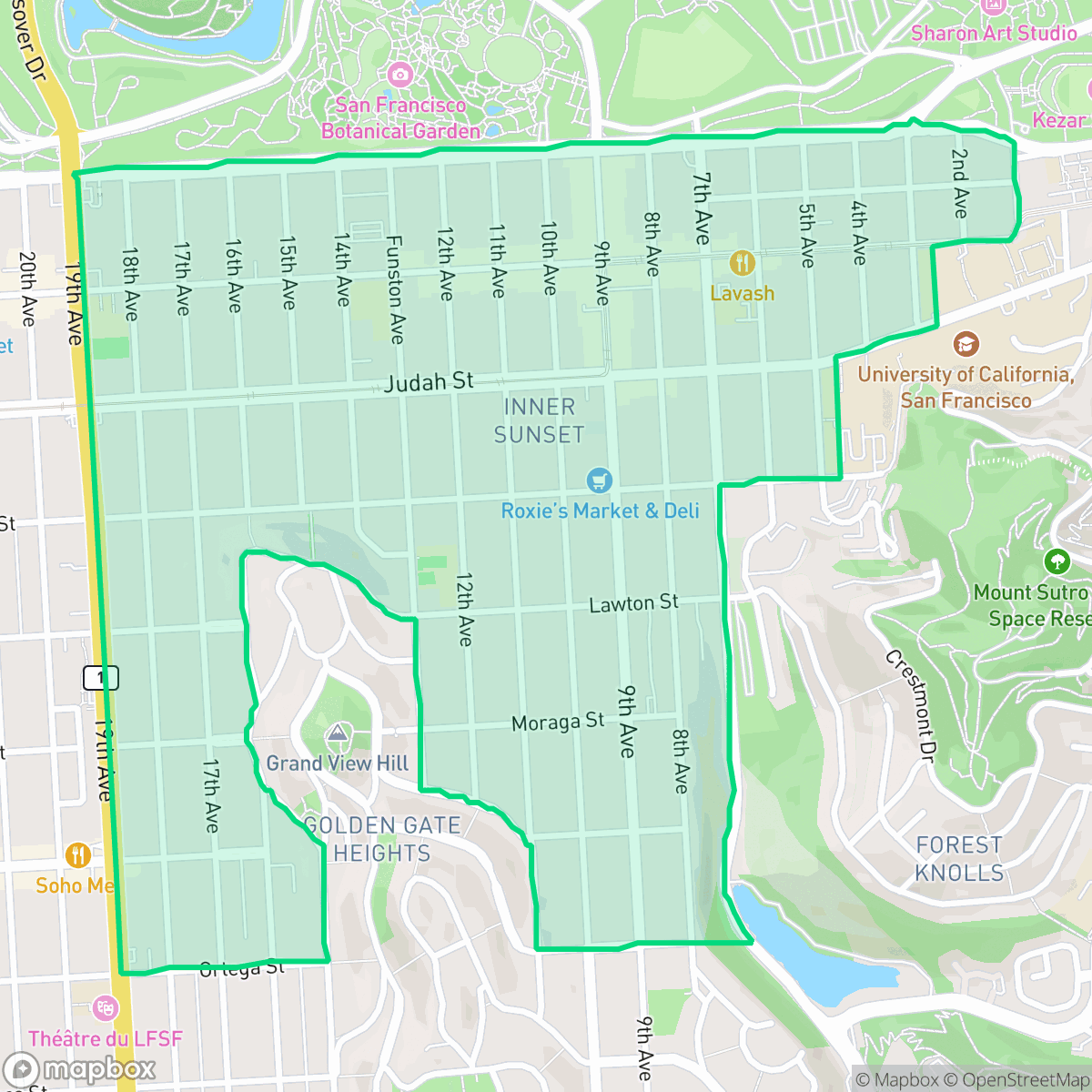 Map showing the location of Inner Sunset, San Francisco, CA