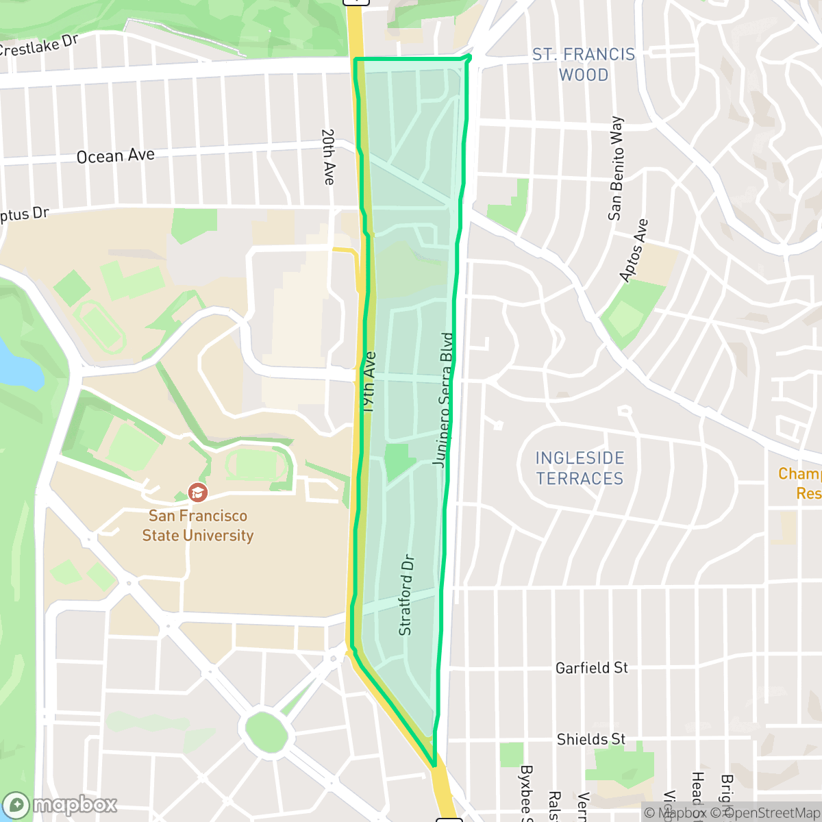 Map showing the location of Lakeside, San Francisco, CA