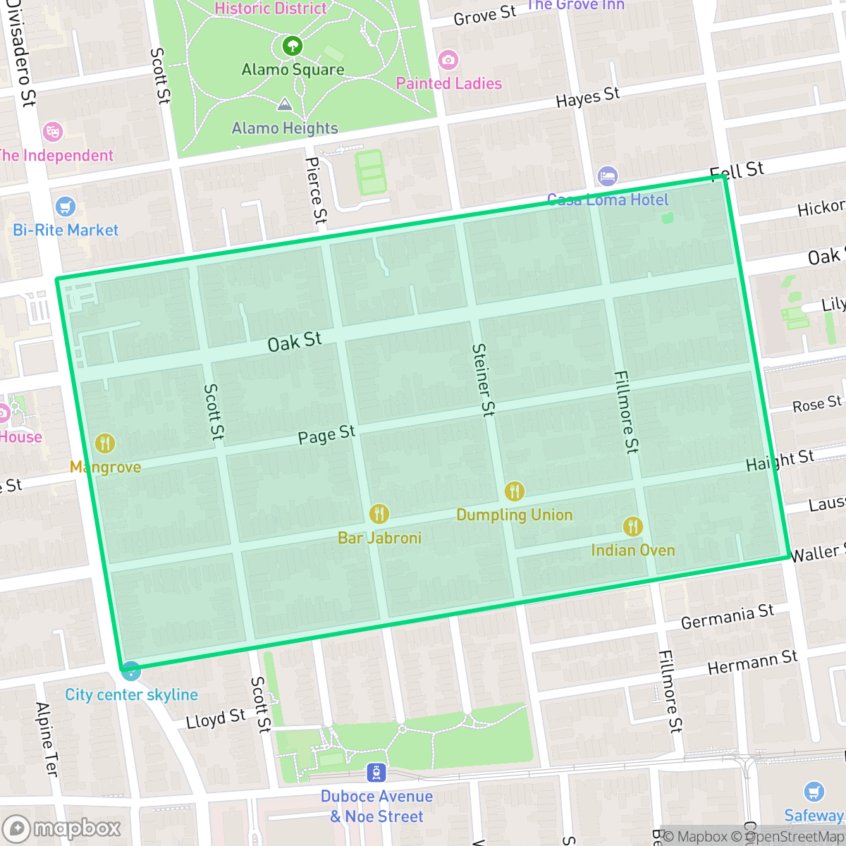 Map showing the location of Lower Haight, San Francisco, CA