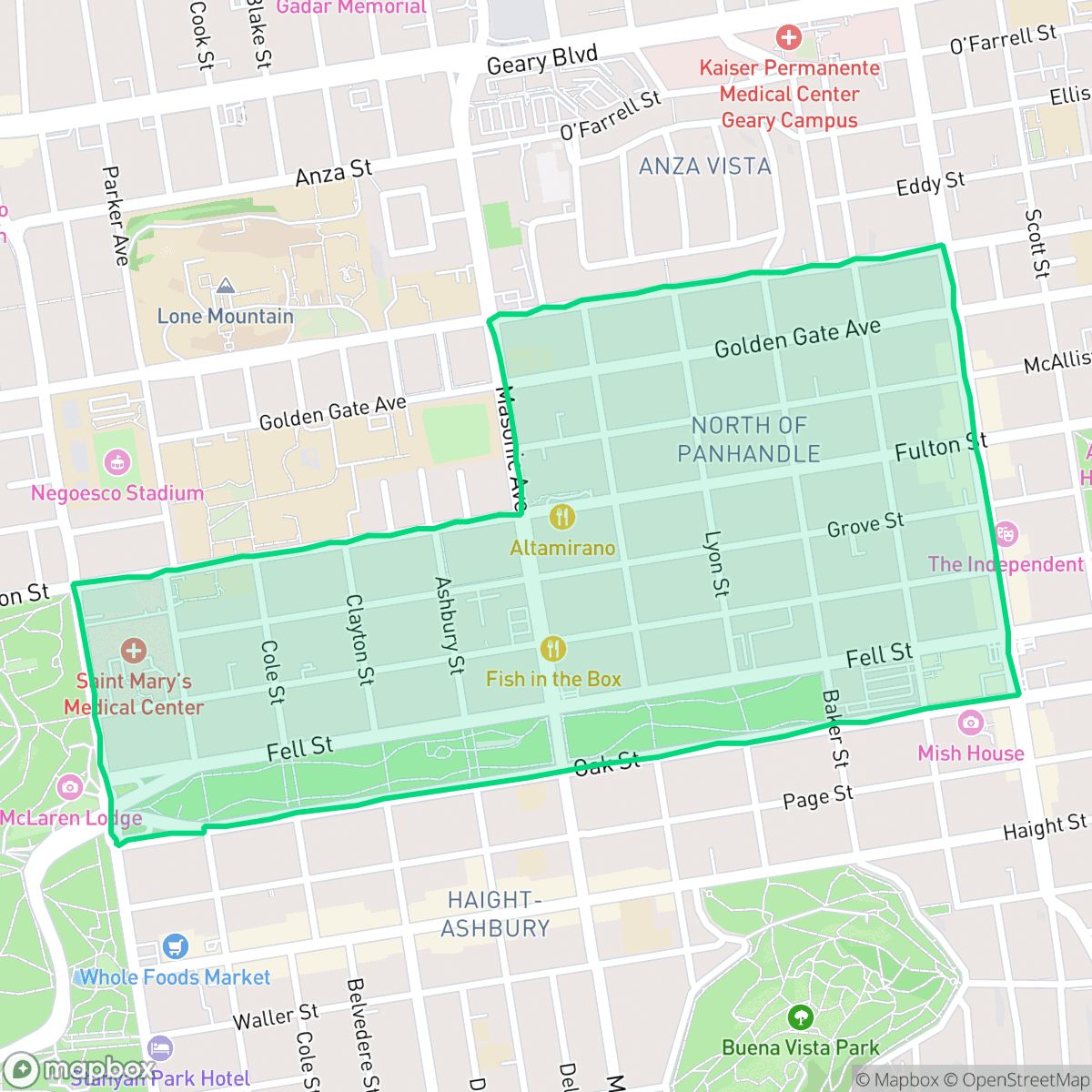 Map showing the location of North Panhandle, San Francisco, CA