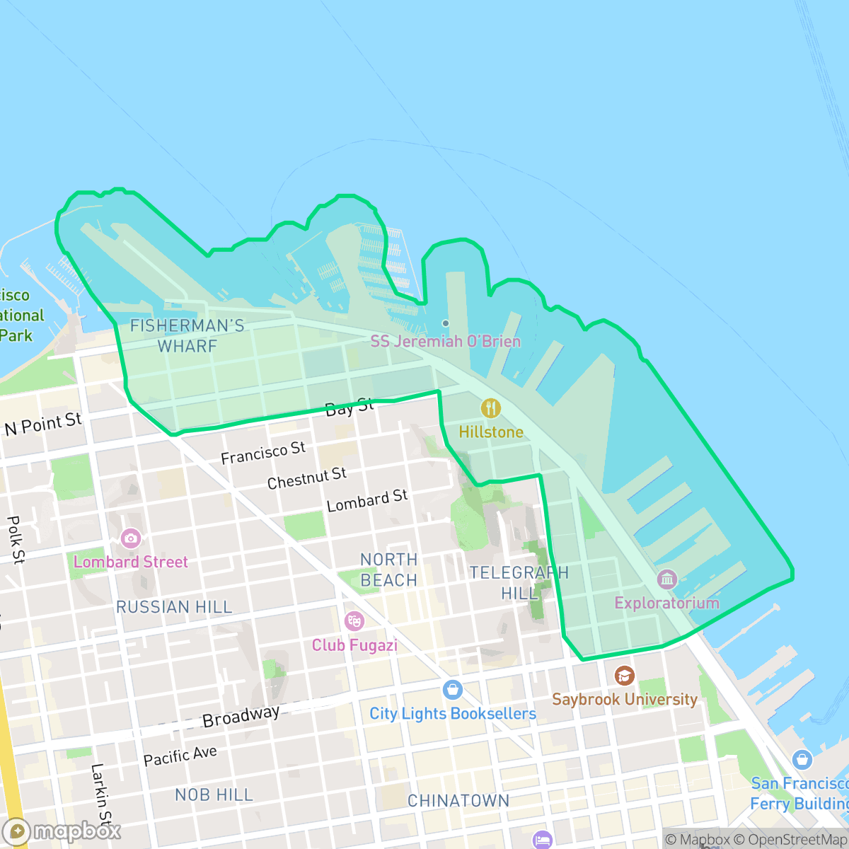Map showing the location of North Waterfront, San Francisco, CA