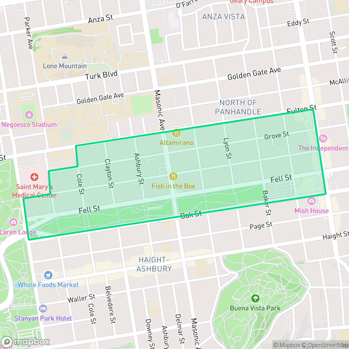 Map showing the location of Panhandle, San Francisco, CA