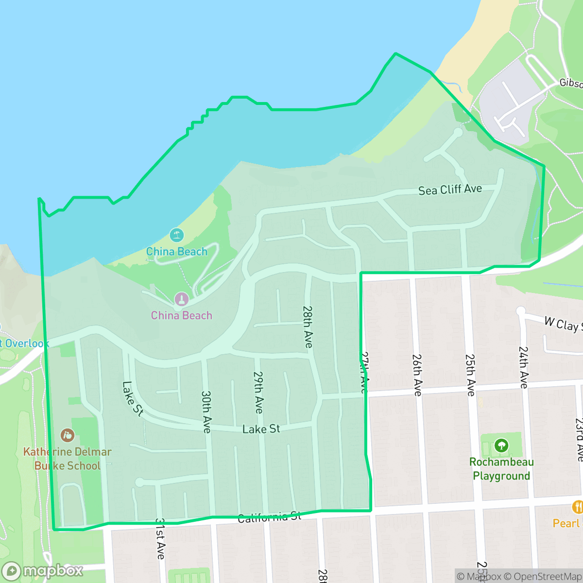Map showing the location of Sea Cliff, San Francisco, CA