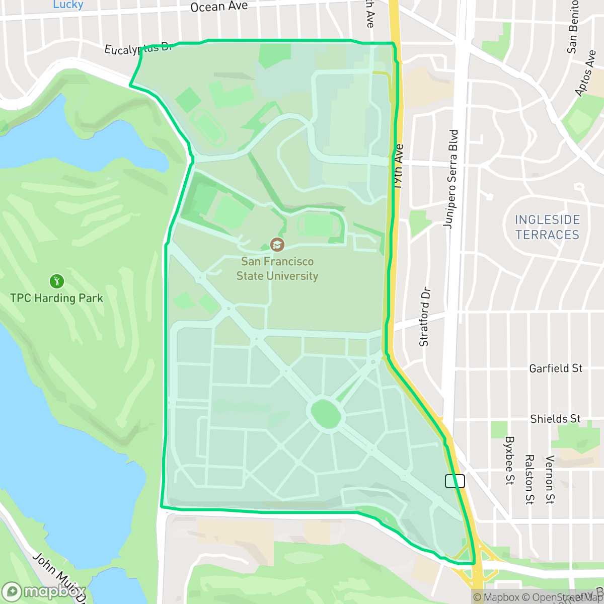Map showing the location of Stonestown, San Francisco, CA