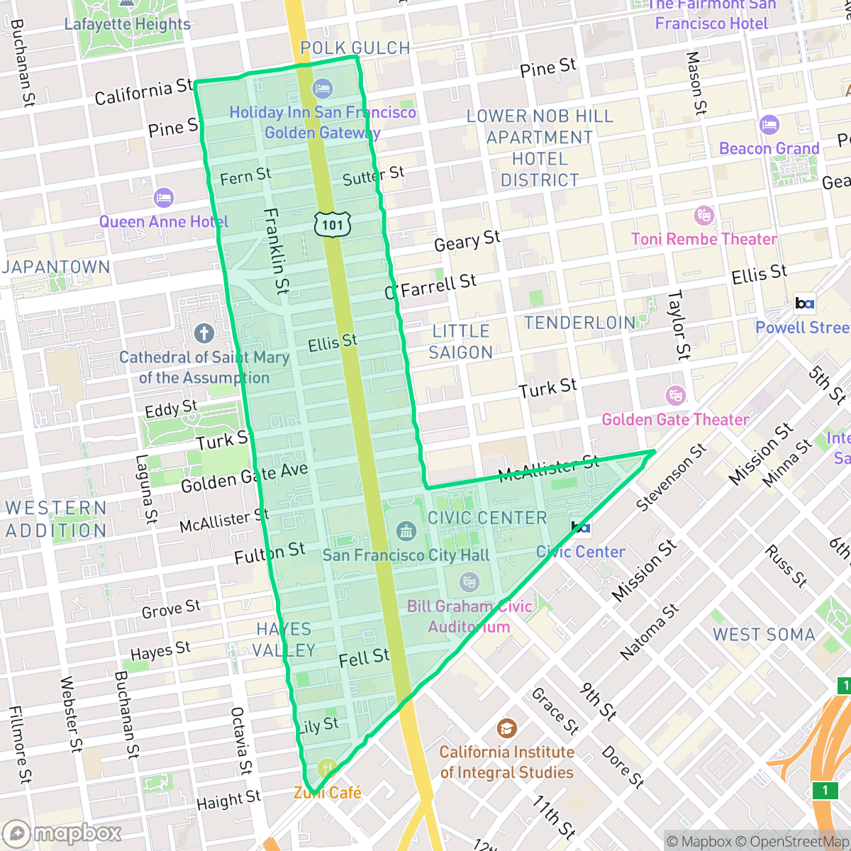 Map showing the location of Van Ness - Civic Center, San Francisco, CA