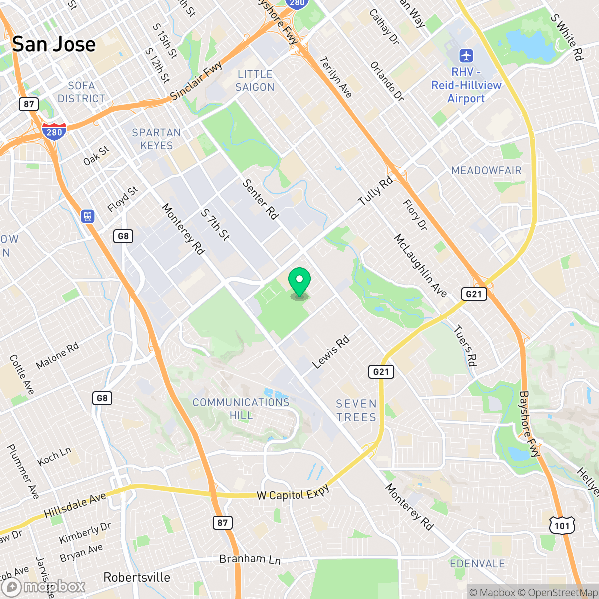 Map showing the location of San Jose, CA — coverage area