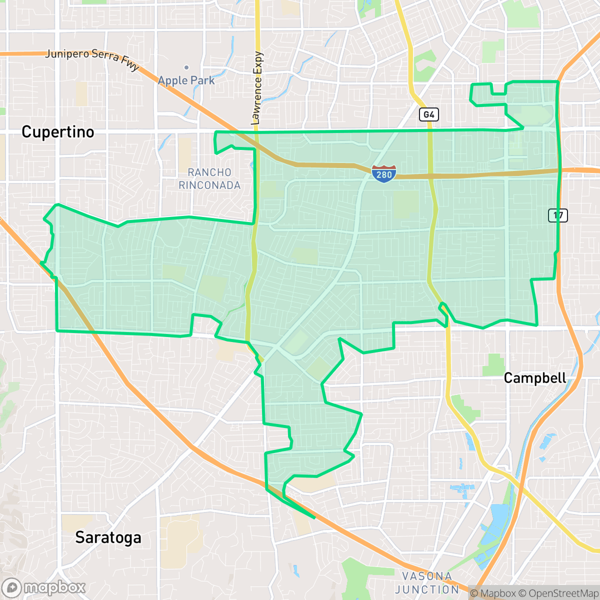 Map showing the location of West San Jose, San Jose, CA