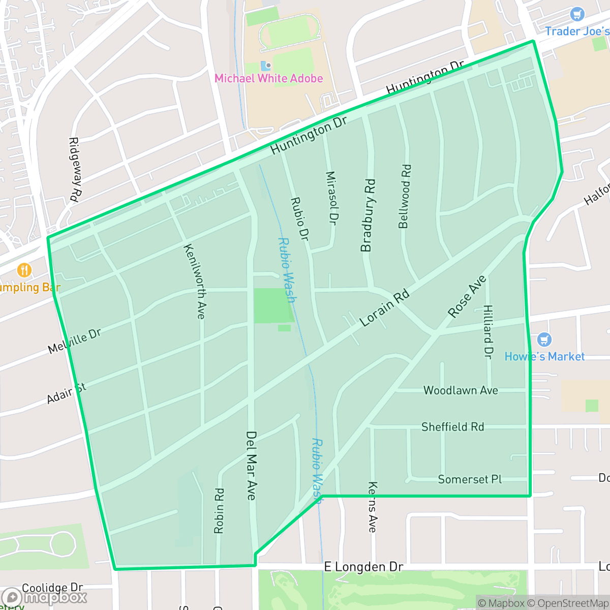 Map showing the location of East Village, San Marino, CA