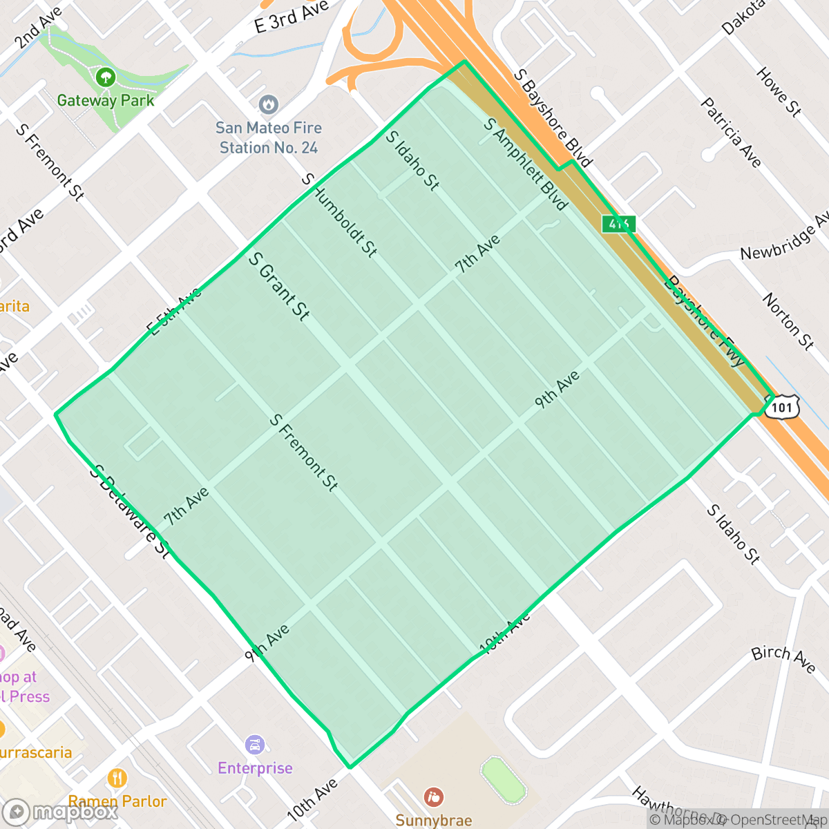 Map showing the location of East San Mateo, San Mateo, CA