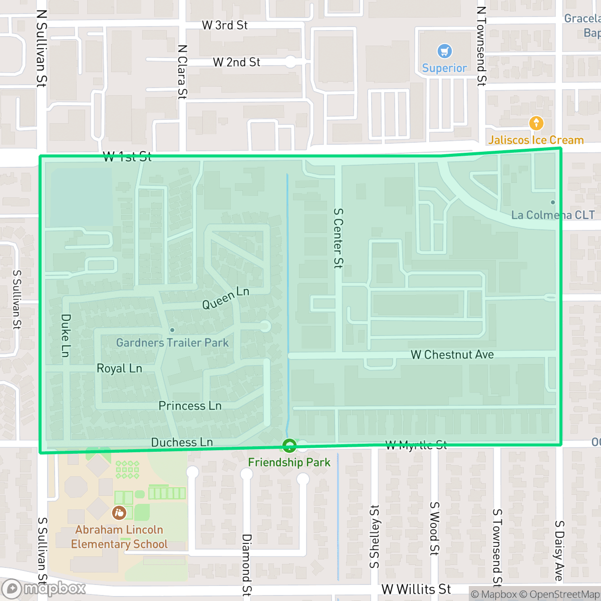 Map showing the location of Casa Bonita, Santa Ana, CA