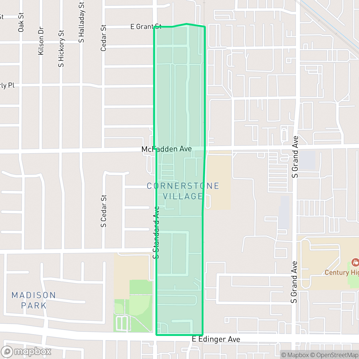 Map showing the location of Cornerstone Village, Santa Ana, CA
