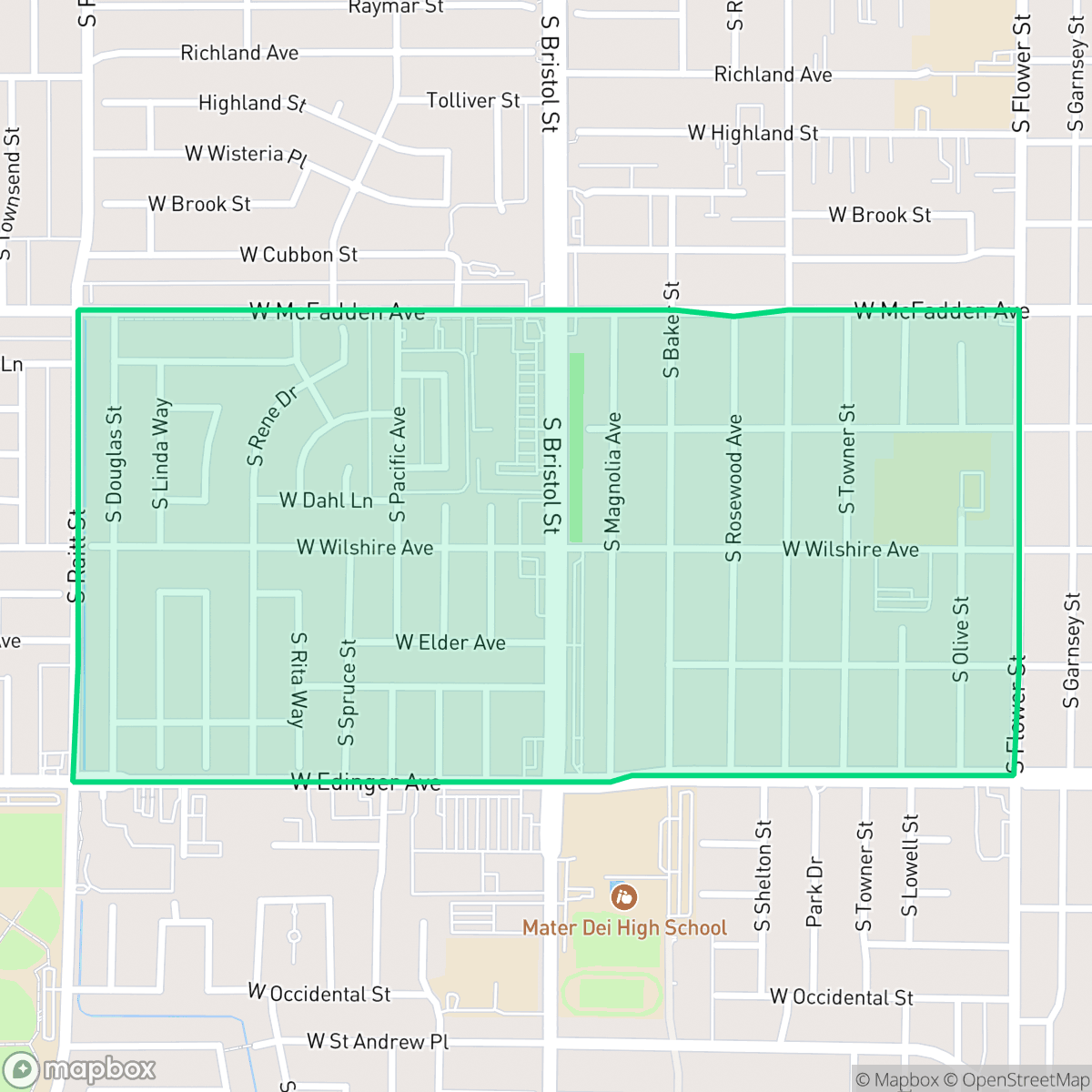 Map showing the location of Mid - City, Santa Ana, CA