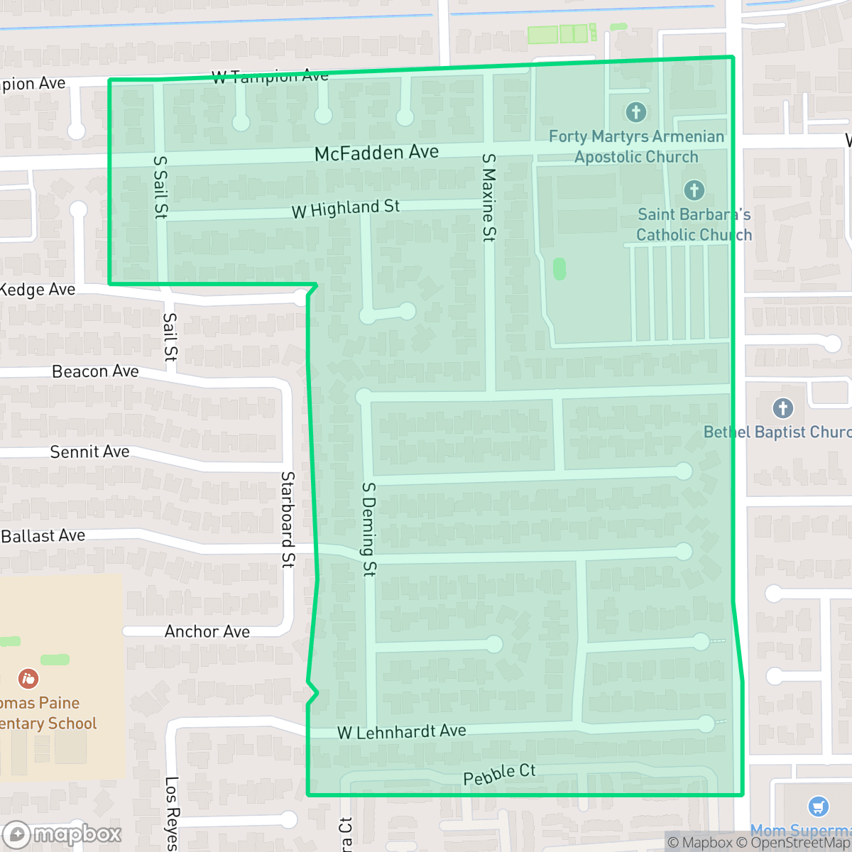 Map showing the location of West Grove Valley, Santa Ana, CA