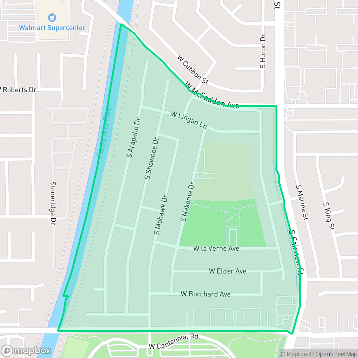 Map showing the location of Windsor Village, Santa Ana, CA