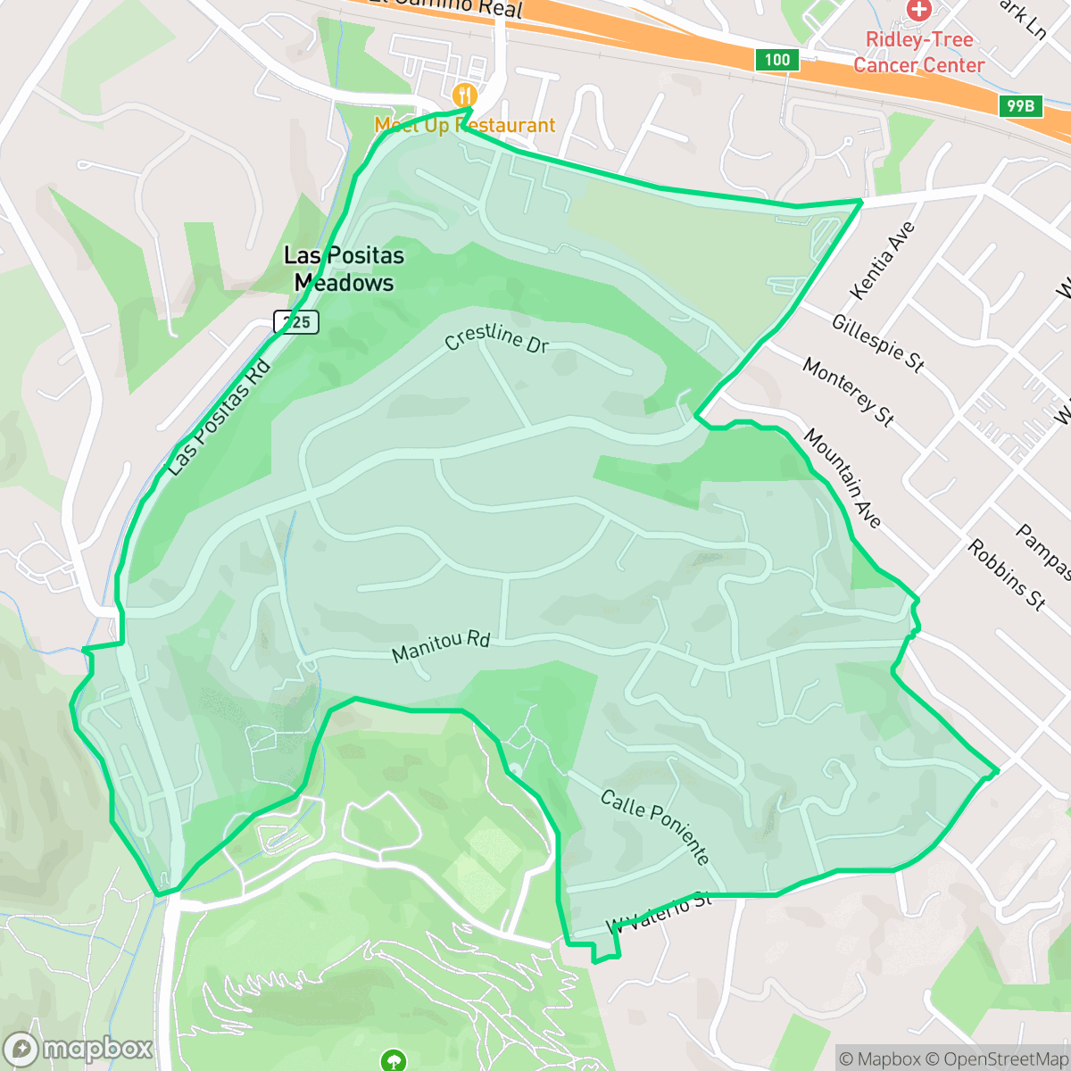 Map showing the location of Bel Air, Santa Barbara, CA