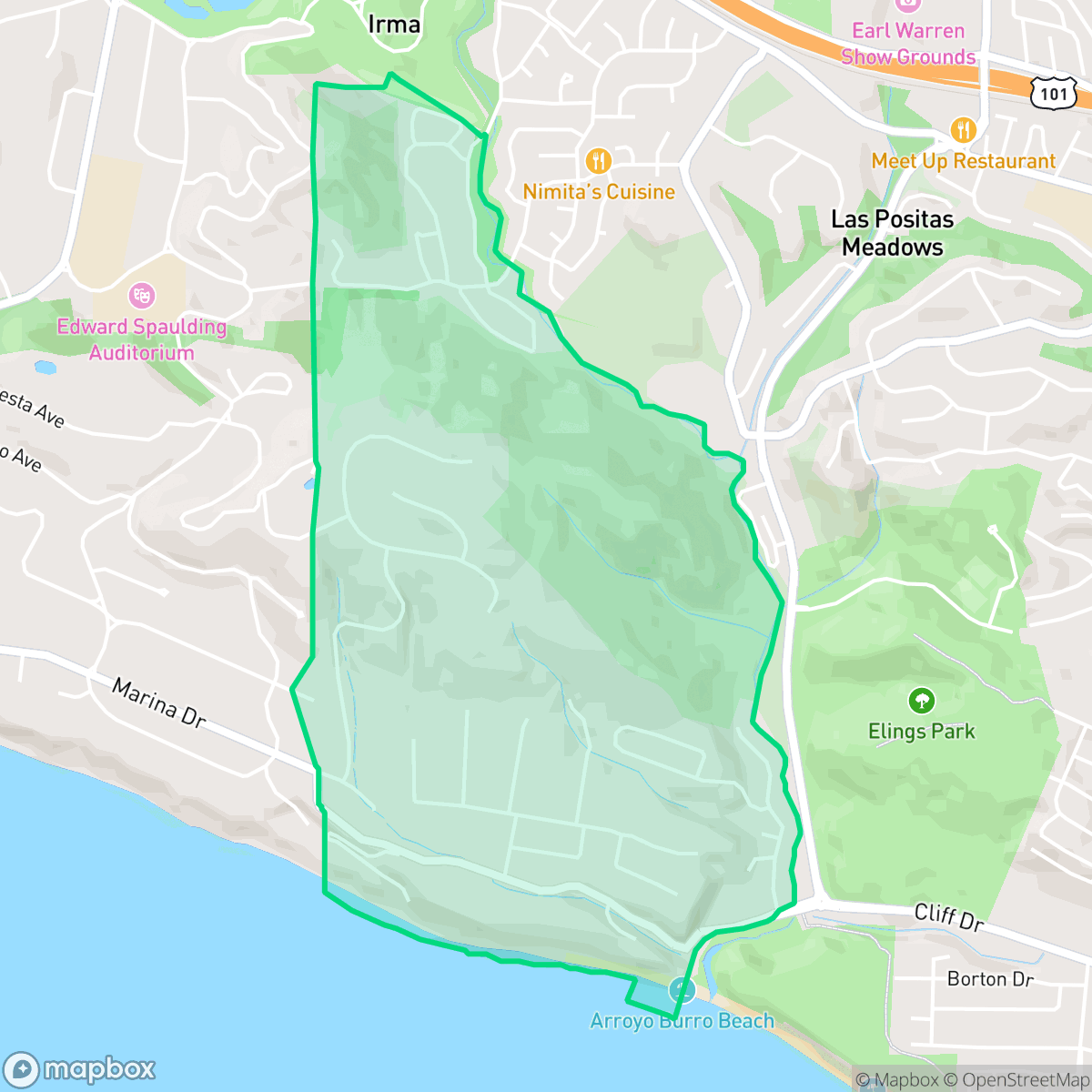 Map showing the location of Campanil, Santa Barbara, CA