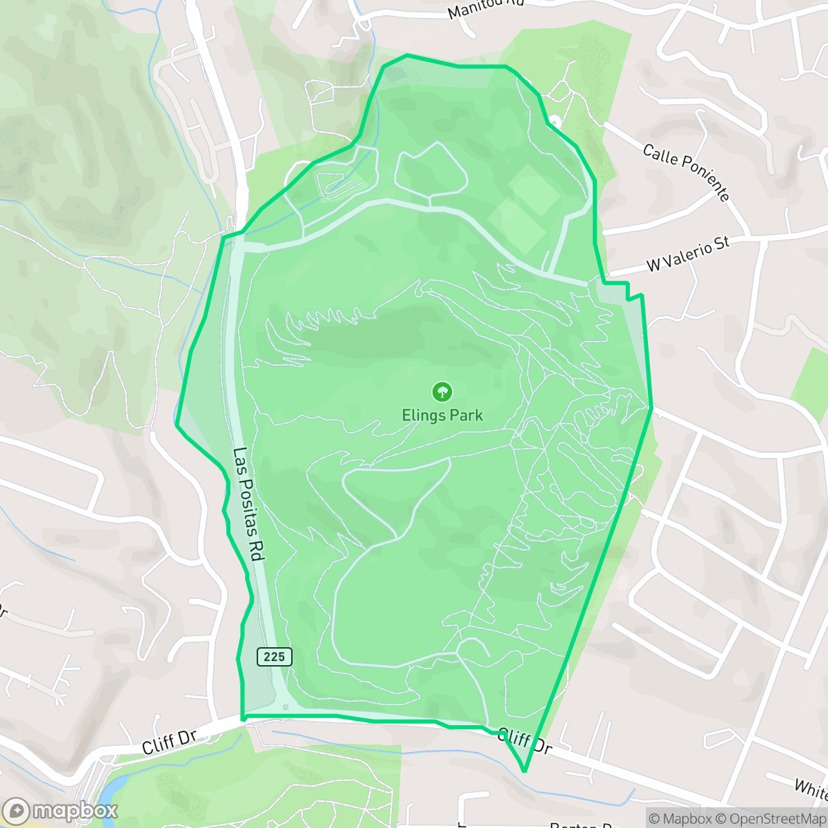 Map showing the location of Elings Park, Santa Barbara, CA
