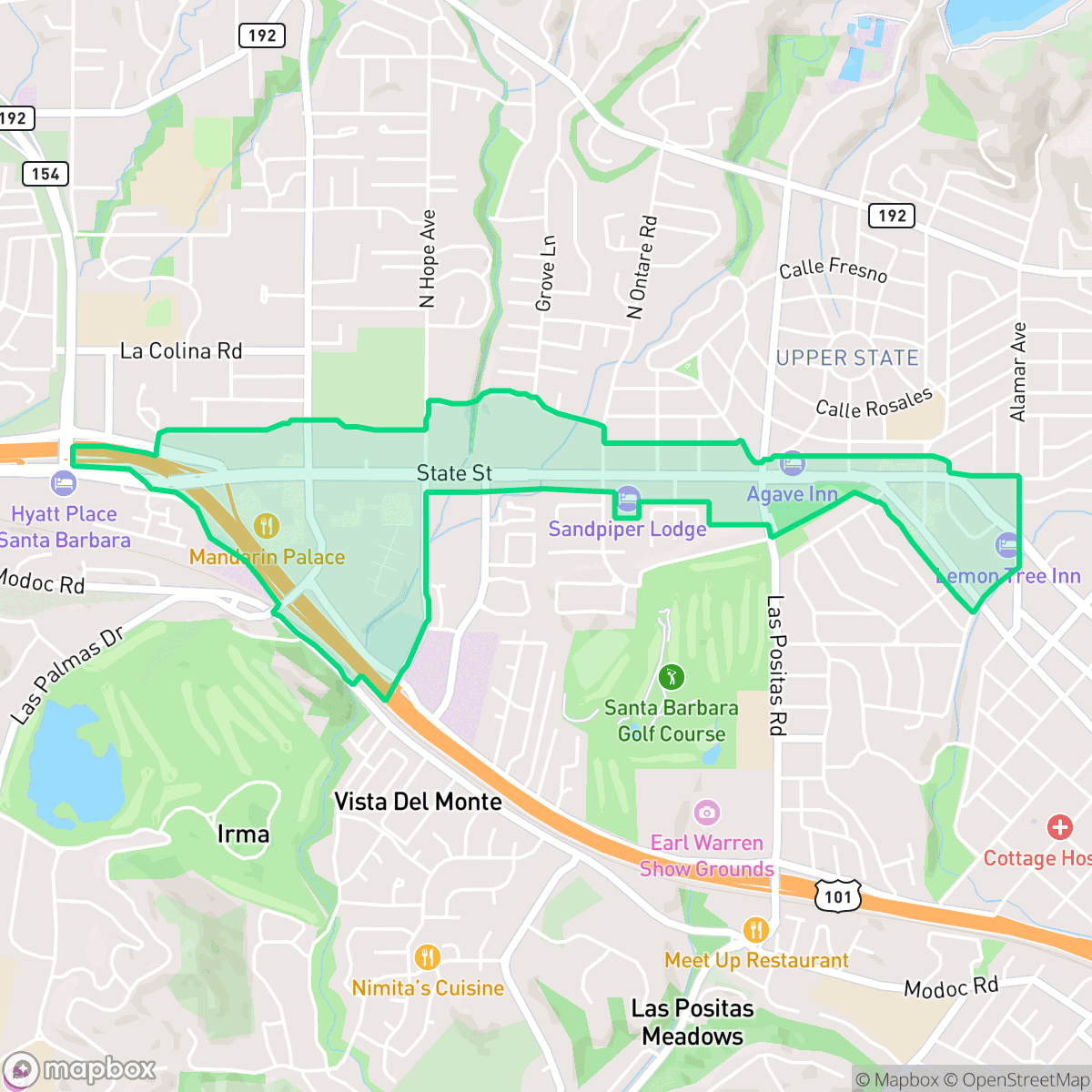 Map showing the location of North State, Santa Barbara, CA